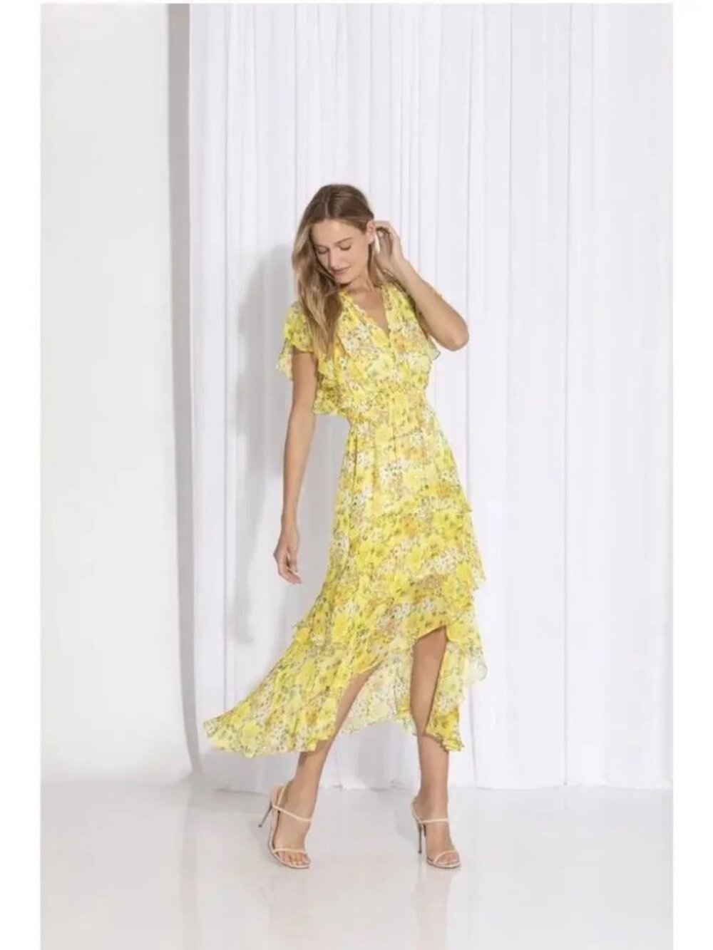 Shoshanna Yellow Floral Candela Dress - Size 6